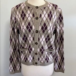 Rachel Zoe Argyle Cardigan Sweater NWT